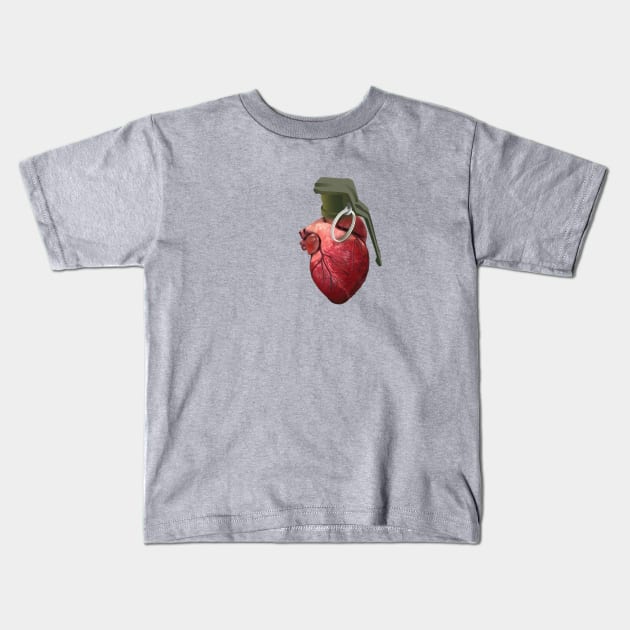 Heart Grenade Kids T-Shirt by at1102Studio